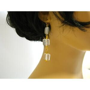 Vintage Glass Beaded long Hippie Drop style  Beaded Earrings 3 inch